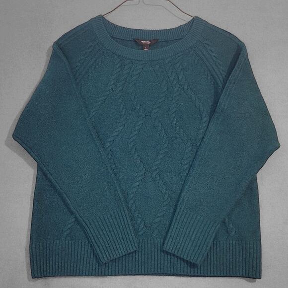 Simply Vera Vera Wang Chunky Knit Sweater Green Size Large EUC Polyester Blend - Picture 1 of 7